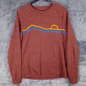 Sonoma Goods For‎ Life Sweatshirt Mens XL Brown Waffle Knit Mountain Graphic